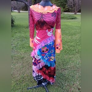 NWT  Sugar Skull Dress Day of the Dead Halloween Costume Adult Size S (4-6)